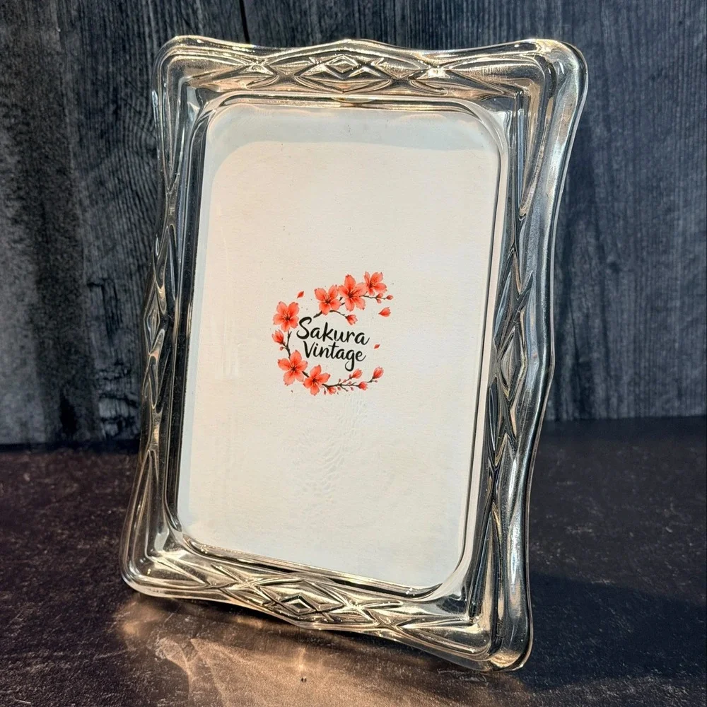1990s Wedding Picture‎ Frame Scalloped Lead Crystal Clear 5X7